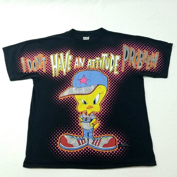Freeze Other - Vtg 90s FREEZE Looney Tunes Tweety Bird "Attitude Problem Do You?" T-Shirt - L
